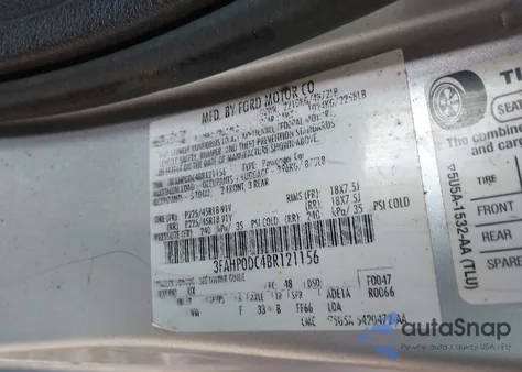 2011 Ford Fusion Sport из США, поврежденный, VIN 3FAHP0DC4BR121156